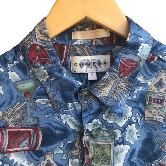 COPY - Vintage 90's Campia Moda Hawaiian Aloha Beer Cocktail Button Front Shirt… - Picture 3 of 9
